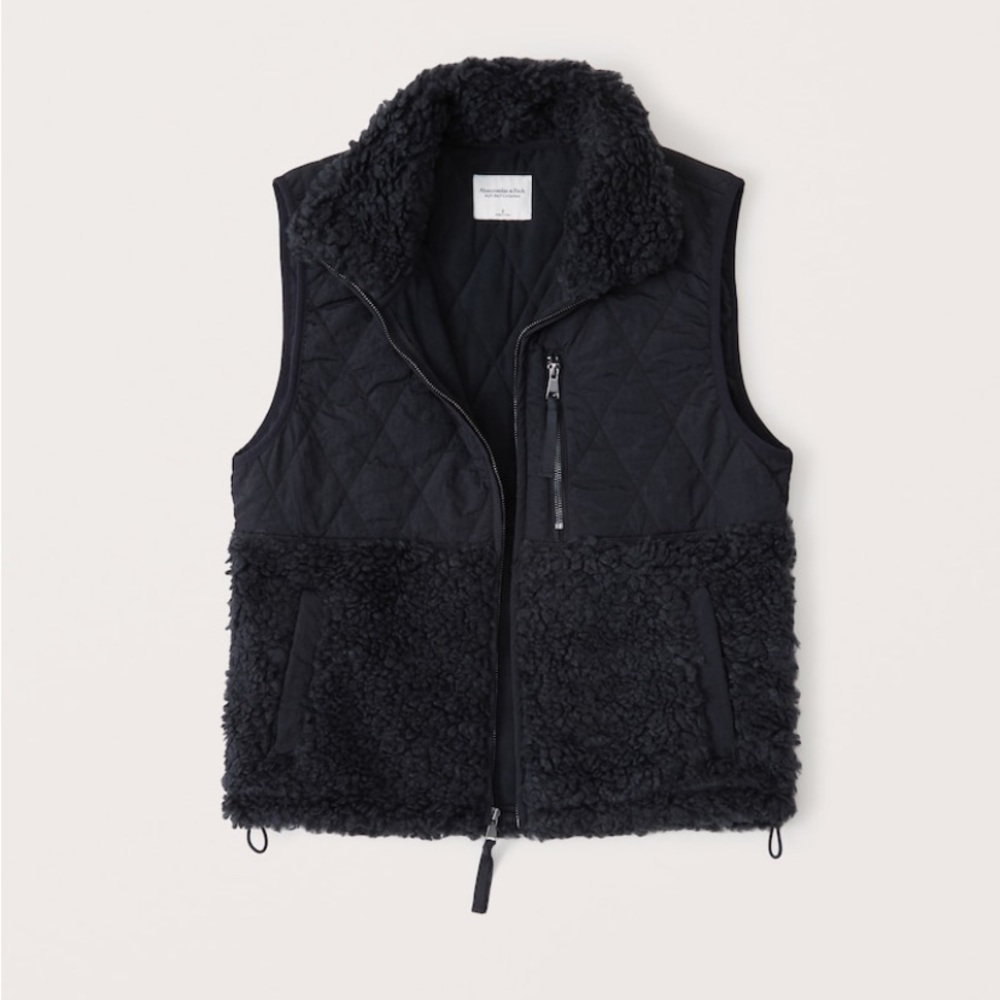 Abercrombie Sherpa puffer vest in size small.